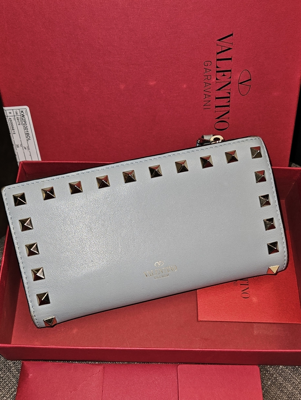 Valentino Rockstud Zip-Around Wallet